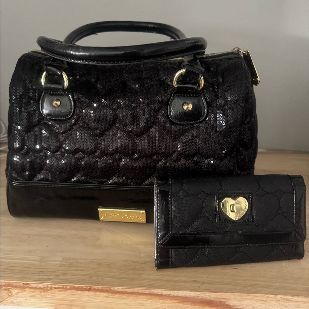 Betsey Johnson Black Quilted Satchel
